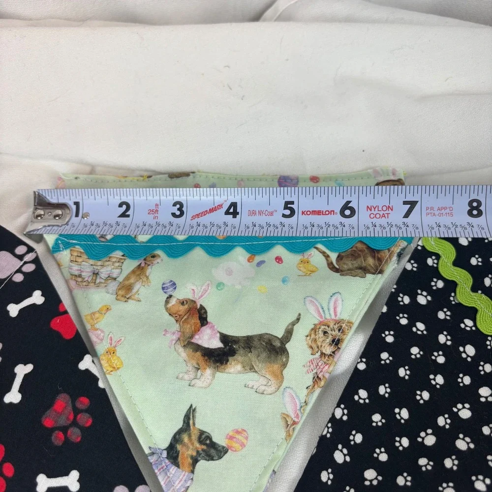 Handmade Dog Bandana Set of 3 Easter Dogs & Paws Print Rickrack‎ Trim